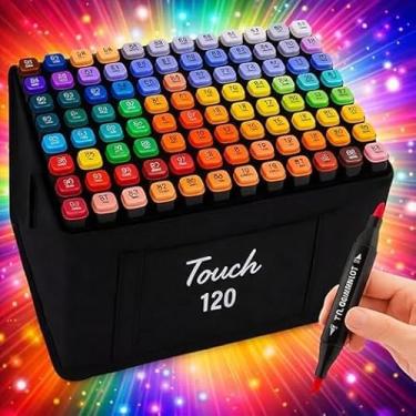 Imagem de Estojo Caneta Marcador Touch para Colorir Desenho Boobie Goods Profissional, Ponta Dupla, Codificados por Cores, Caixa de Bônus marcadores artisticos, Canetinha Coloridas para Boobie Goods. (120)