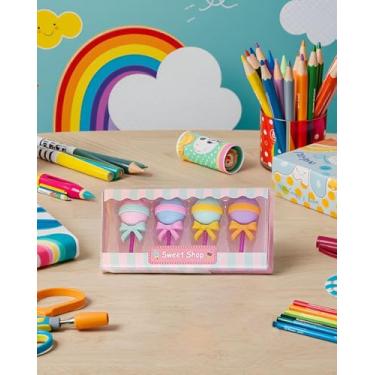 Imagem de 4 peças/1 caixa 3D mini borrachas coloridas conjunto bonito borracha criativa papelaria formas pirulito LCC725-14