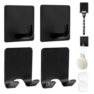 Imagem de Bowcig 4 peças de suporte de lâmina para chuveiro, suporte de rodo à prova d'água autoadesivo para parede 2025 ganchos de bucha removíveis e reutilizáveis para acessórios de toalhas, cozinha, banheiro