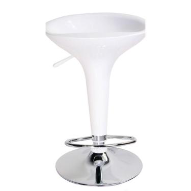 Imagem de Banqueta Bar Em Abs Base Aço Cromado Encosto Baixa Branca Kala