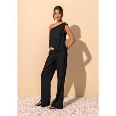 Imagem de Blusa Fluida De Um Ombro Só Com Enfeites Metalizados-Feminino