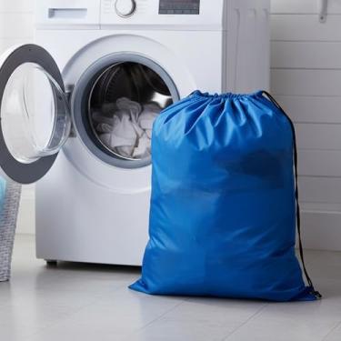 Imagem de Saco de lavanderia grande, sacos de lavanderia resistentes e laváveis com cordão, saco organizador de roupas para acampamento, viagem para casa, 61 x 89 cm
