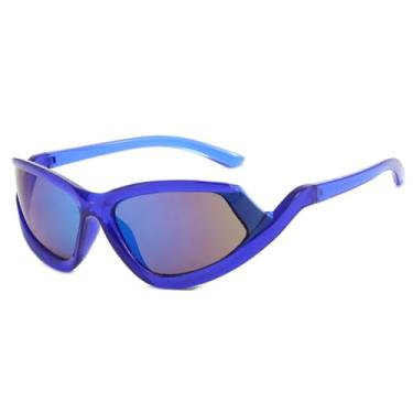 Imagem de Óculos de Sol Degradê Feminino Punk Masculino para Esportes ao Ar Livre, Corrida e Ciclismo, Azul