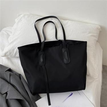 Imagem de Bolsa feminina de ombro de grande capacidade leve casual bolsa de compras elegante para uso diário, trabalho, viagens, Preto