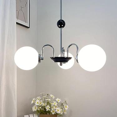 Imagem de Lustre moderno para mesa de jantar, altura ajustável, para sala de estar, com 8 chamas, bola de vidro moderna e clássica, luminária de teto com lâmpada E27 (3 chamas)