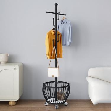 Imagem de Cabide de chão para quarto, cabide para uso doméstico, cabideiro, vertical, simples, cabideiro, para sala de estar, suporte para chapéu (preto)