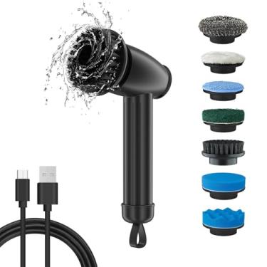 Imagem de aqxreight Purificador Elétrico - Escova Portátil Sem Fio Com Cabeças Substituíveis de 3 Velocidades para Superfícies de Piso de Azulejo de Carro de Cozinha de Banheiro - Ferramenta Profunda (Preto)