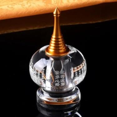 Imagem de FENNYYAR Crystal Bodhi Stupa Buddhist Altar Heart Sutra, 10,8 cm 10,7 cm, Stupa of Relics para exibição de oferta sagrada