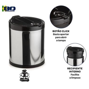 Imagem de Lixeira Inox Pequena 2,5 Litros Ideal para Escritório e Bancada - VIEL
