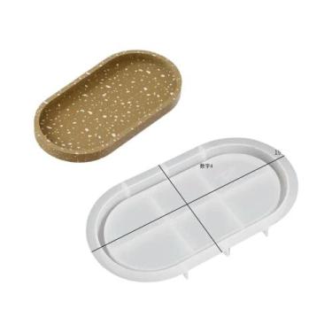 Imagem de Molde Oval De Silicone Para Bandeja De Resina Epóxi, Concreto, Cinzeir