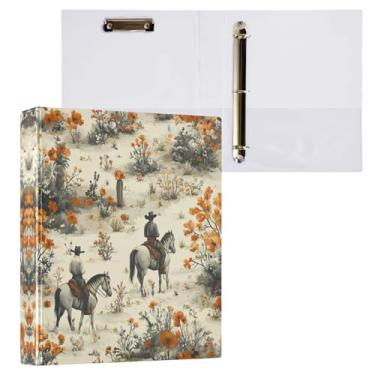 Imagem de STAYTOP Organizador de fichário de caubói norte-americano ocidental, fichário de 3 anéis com prancheta (carta A4), fichário fofo para material de escritório escolar