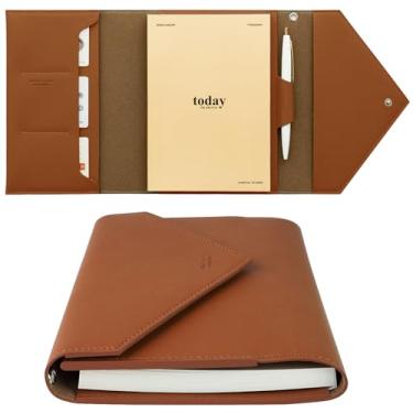 Imagem de Organizador de agenda recarregável A6 com fecho de pressão, diário semanal mensal sem data, capa compacta para notebook com bolsos para cartões e porta-canetas, diário de viagem para uso diário no