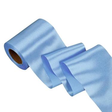 Imagem de Simplegoal Fita larga de cetim azul empoeirado 10 cm 25 jardas tecido grande fita de seda para embrulho de presente cerimônia de corte grande abertura cadeira faixa mesa cabelo carro laços costura
