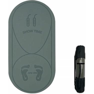 Imagem de Tapete de corda para pular com amortecimento de exercícios, mudo, tapete de ioga, isolamento sonoro e absorção de choque, placa de alta densidade com bolsa de armazenamento