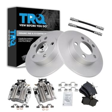 Imagem de TRQ Kit de pastilhas de freio e rotor de cerâmica revestida com G premium compatível com Volkswagen Beetle 1999 Golf 2007-2010