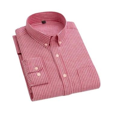 Imagem de Camisa Social Masculina Slim Fit De Algodão Oxford De Manga Longa, Não