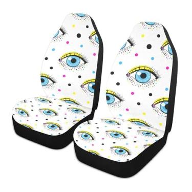 Imagem de xigua Blue Eyes Capas de assento de carro dianteiras universais, pacote com 2, capas protetoras de assento de carro respiráveis para decoração de interiores automotivos, SUV, carros automotivos
