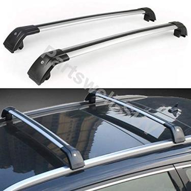 Imagem de YiXi-Partswell 2 peças de rack de teto travável barras transversais bagageiro alumínio adequado para todos os novos Volvo V60 2019 2020 - Prata