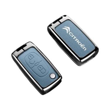 Imagem de Capa De Chave De Carro Em Liga De Alumínio E Couro Para Citroen C1 C2 