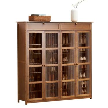 Imagem de HHHJQFAAT Sapateira para sapateira porta de casa sapateira simples multicamadas balde armário de armazenamento rack de madeira maciça armário de armazenamento armário de armazenamento sapateira