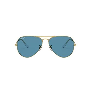 Imagem de Óculos de Sol Ray-Ban Polarizado Aviator Large Metal 0RB3025 9196S2 Tam 55 / Ouro - Lentes Azul