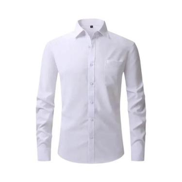 Imagem de Camisa Social Masculina Slim Fit De Manga Longa Elástica Tamanho EUA P