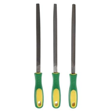 Imagem de HARFINGTON 3 peças, lixa triangular, grossa, média/fina, 20 cm, dentes de corte duplo, aço de alto carbono, lima de plástico para remoção de rebarbação de madeira de metal