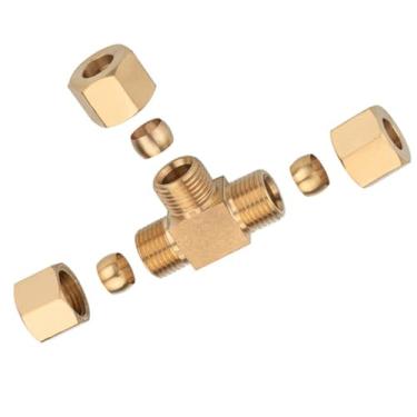 Imagem de MTQY Conector de compressão de latão 3 vias, tubo de 1/10.2 cm, diâmetro externo, acessórios de bocal de máquina têxtil adequados para linhas de água/gasolina/óleo/vácuo