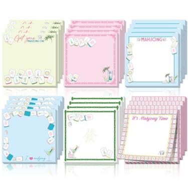 Imagem de BORNERWHITE Mahjong Blocos de notas adesivas estilo Mahjong Blocos de notas para amantes de Mah Jong, acessórios de decoração de festa de aniversário de Mah Jong, suprimentos para casa, escola