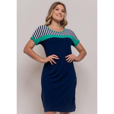 Imagem de Vestido Pau a Pique Básico Azul Marinho e Verde