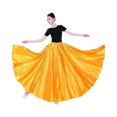 Imagem de Saia Longa De Dança Do Ventre Espanhola Em Cetim Brilhante Com 14 Core