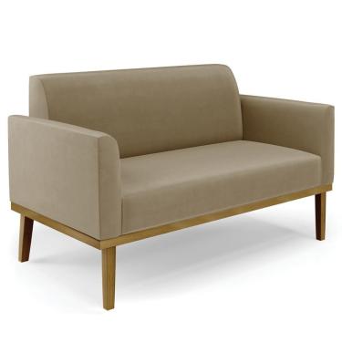 Imagem de Sofá Namoradeira Base Madeira Castanho Maressa Suede Marrom Rt - Ibiza