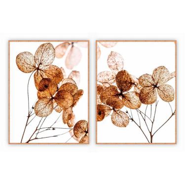 Imagem de Kit Com 2 Quadros Decorativos Florais Com Moldura Para Sala Quarto Escritório 72x922 Floral 007