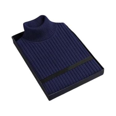 Imagem de Suéter Masculino De Lã Gola Alta Manga Longa Slim Fit Pesado Casual Co