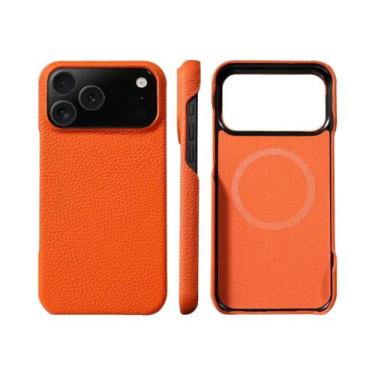 Imagem de Capa Magnética De Couro Natural De Lichia Para iPhone 17 15 16 pro Max