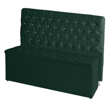 Imagem de Kit De Quarto Cabeceira De Cama Box E Calçadeira Baú Estrela Casal Queen 160 Cm Suede Botão Strass Verde Do Lar Móveis E