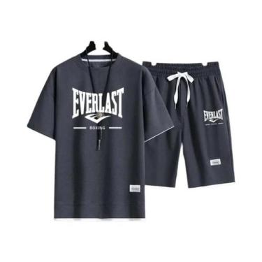 Imagem de Conjunto De Camiseta De Gola Redonda E Calções De Secagem Rápida Para 