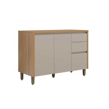 Imagem de Balcão De Cozinha Modulado C- Tampo Allure C- 2 Portas E 3 Gavetas 120cm Jequitiba-gris Fosco - Linea Brasil