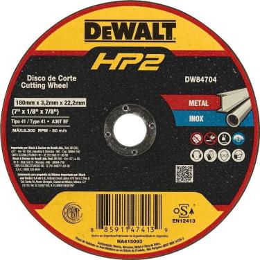 Imagem de Disco De Corte 180 Mm X 3,2 Mm X 22,23 Mm, Dw84704 Hp2 Dewalt Ostenvonder