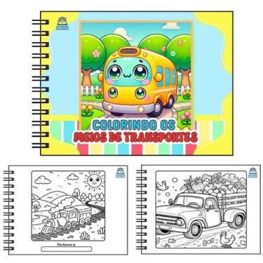 Imagem de Livro de Colorir Infantil CARROS E CAMINHOES 50 Folhas Capa Dura - Ono