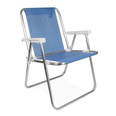 Imagem de Cadeira Alta Sannet Aluminio Dobravel Resistente Azul - MOR