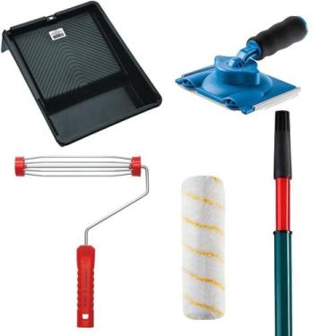 Imagem de Garfo Pintura 23Cm + Rolo + Cabo Extensor 2M + Bandeja + Pad - Atlas