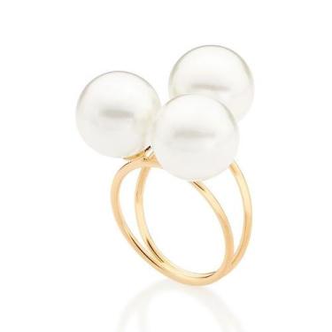 Imagem de Maxi Anel Rommanel Folheado a Ouro com Pérolas 513282, 14, Dourado