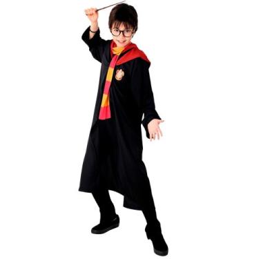 Imagem de Fantasia Harry Potter infantil luxo Grifinória Sulamericana, Preto, P 