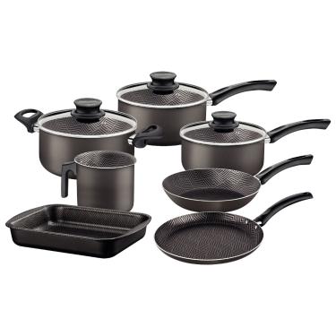 Imagem de Jogo de Panelas Tramontina Paris 7 Peças Cinza em Alumínio Antiaderente Starflon Max