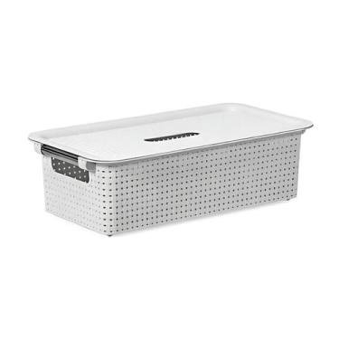 Imagem de Cesto 03 Organizador Com Tampa Rattan - - Niquelart, Branco