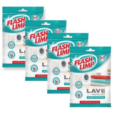 Imagem de Kit 4 Lave Sem Manchar Lenço Antimanchas para Roupas Coloridas Flash L