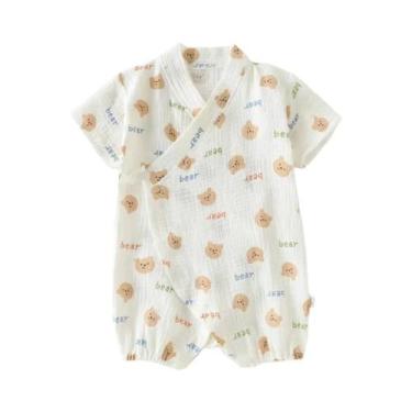 Imagem de Macacão De Algodão Com Estampa Completa Para Bebês Meninas, Manga Curt