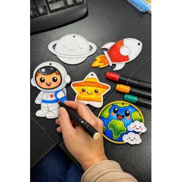 Imagem de Kit Astronauta Para Colorir Com 4 Canetas Coloridas Infantil - FLEX3D