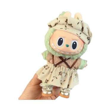 Imagem de Conjunto De Roupa Para Boneca Labubu De Vinil 17cm: Vestido De Bolinha